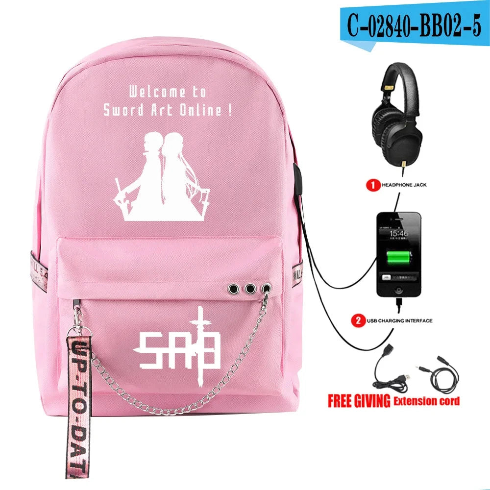 Hip Hop Youthful School Bags Unisex Sword Art Online Travel GlowCart