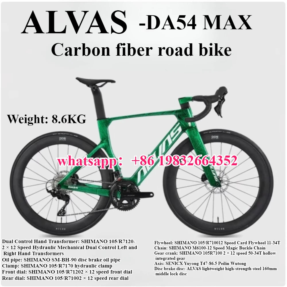 ALVAS DA54 MAX Warrior R7120-24 speed all carbon fiber road bike hydraulic disc brake for boys and girls GlowCart