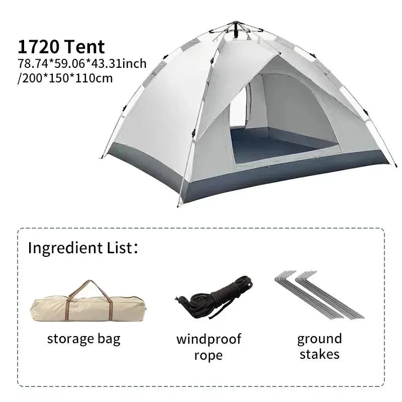 Outdoor Folding Tent Fully Automatic Quick Opening Tent 3-4 GlowCart