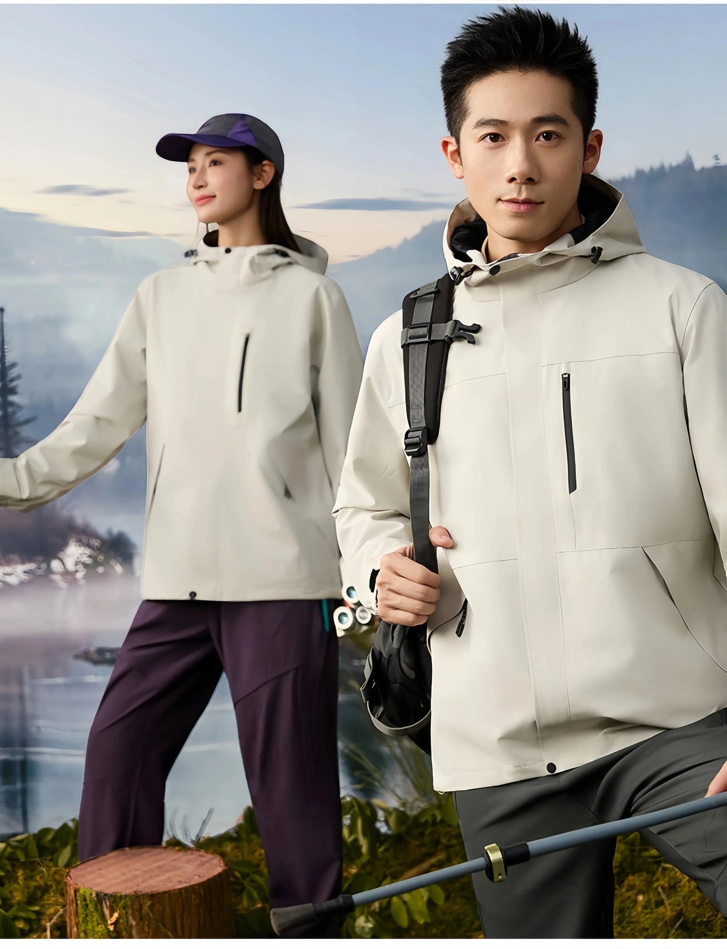 Men's Ski Jacket Waterproof 3 in 1 Winter Coat with Fleece GlowCart