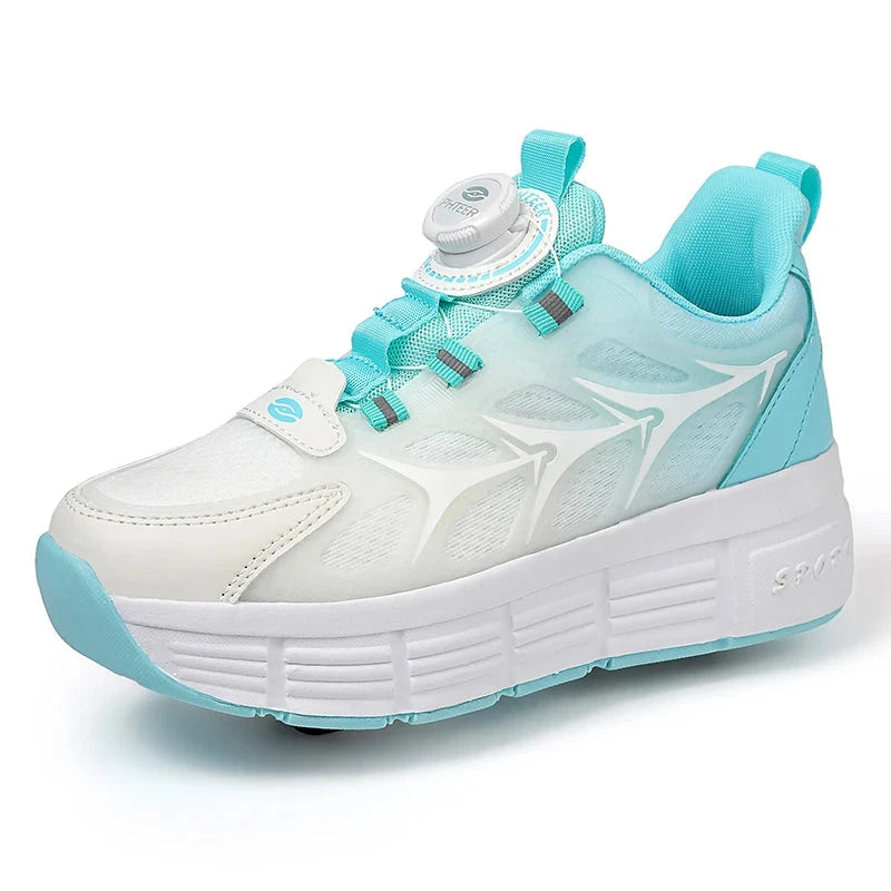 Childrens Two Wheel Skating Shoes New Fashion Stretchable Boys Outdoor Walking Sneakers Daily Student Amuse Casual Skating Shoes GlowCart