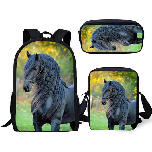 Cartoon Popular Friesian Horse 3D Print 3pcs/Set pupil GlowCart