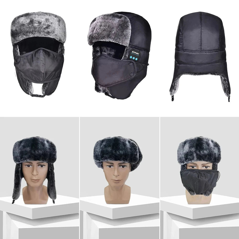 Winter Trapper Hat for Men Women Warm with Bluetooth GlowCart