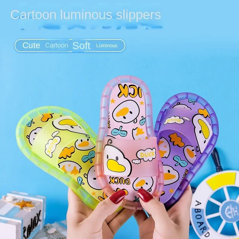 New Cute Luminous Kids Slippers Crystal Shoes Sparkling Lights Boys Girls Will Cartoon Glowing Cute Baby Cool Indoor Outdoor GlowCart