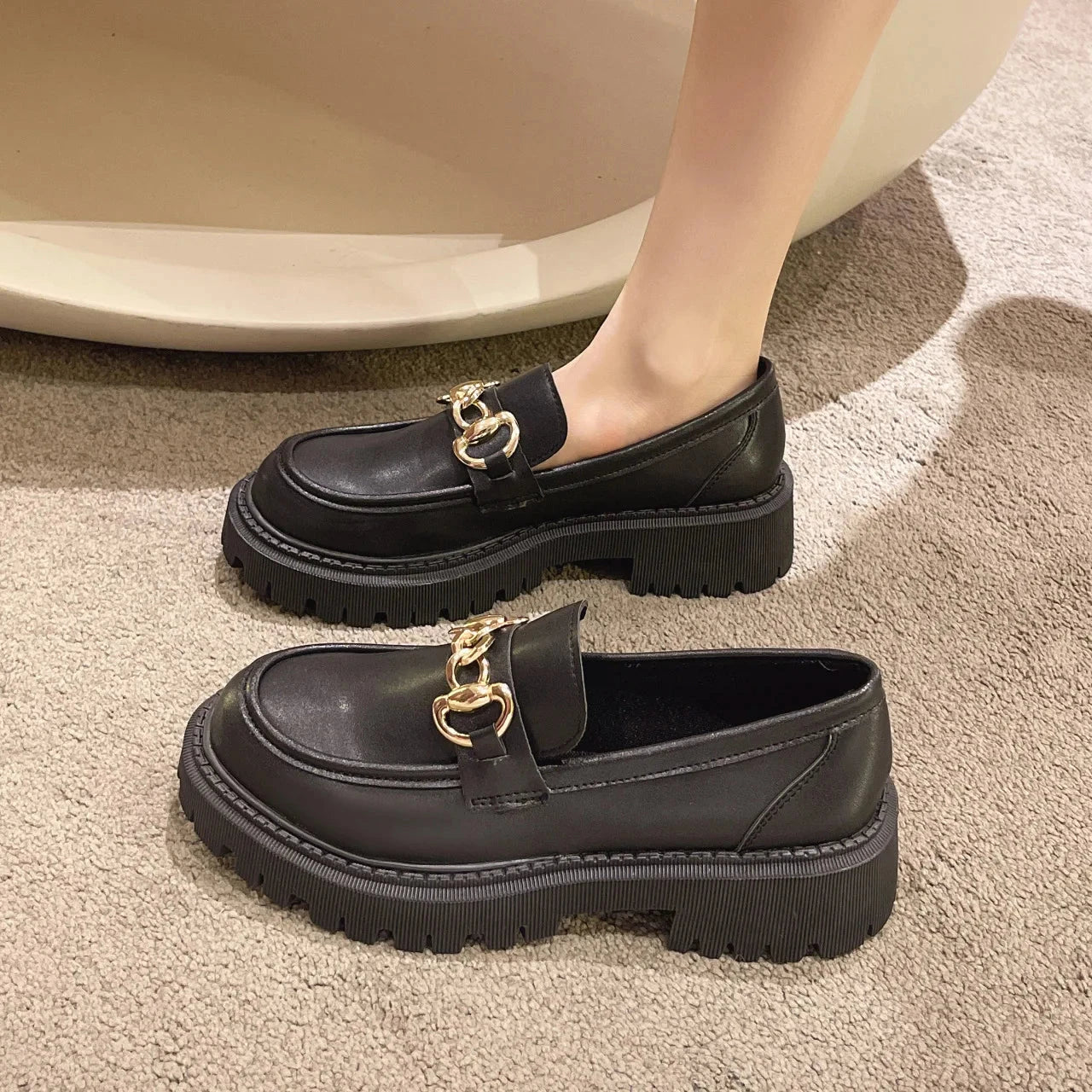 New Thick soled ladies Single Shoes Outdoor antislip loafers GlowCart