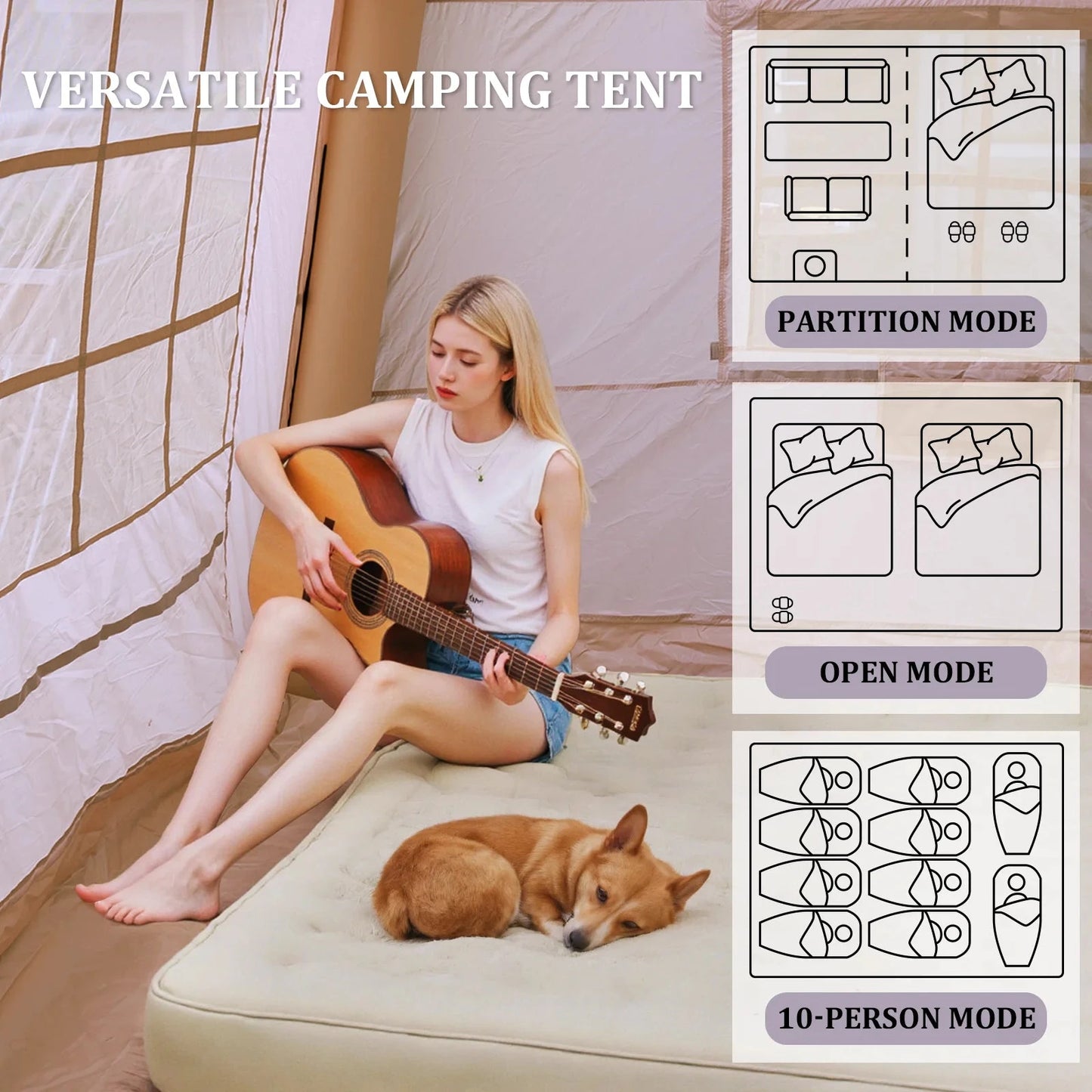 135 Square Feet inflatable tent with Blackout Canopy 4 GlowCart