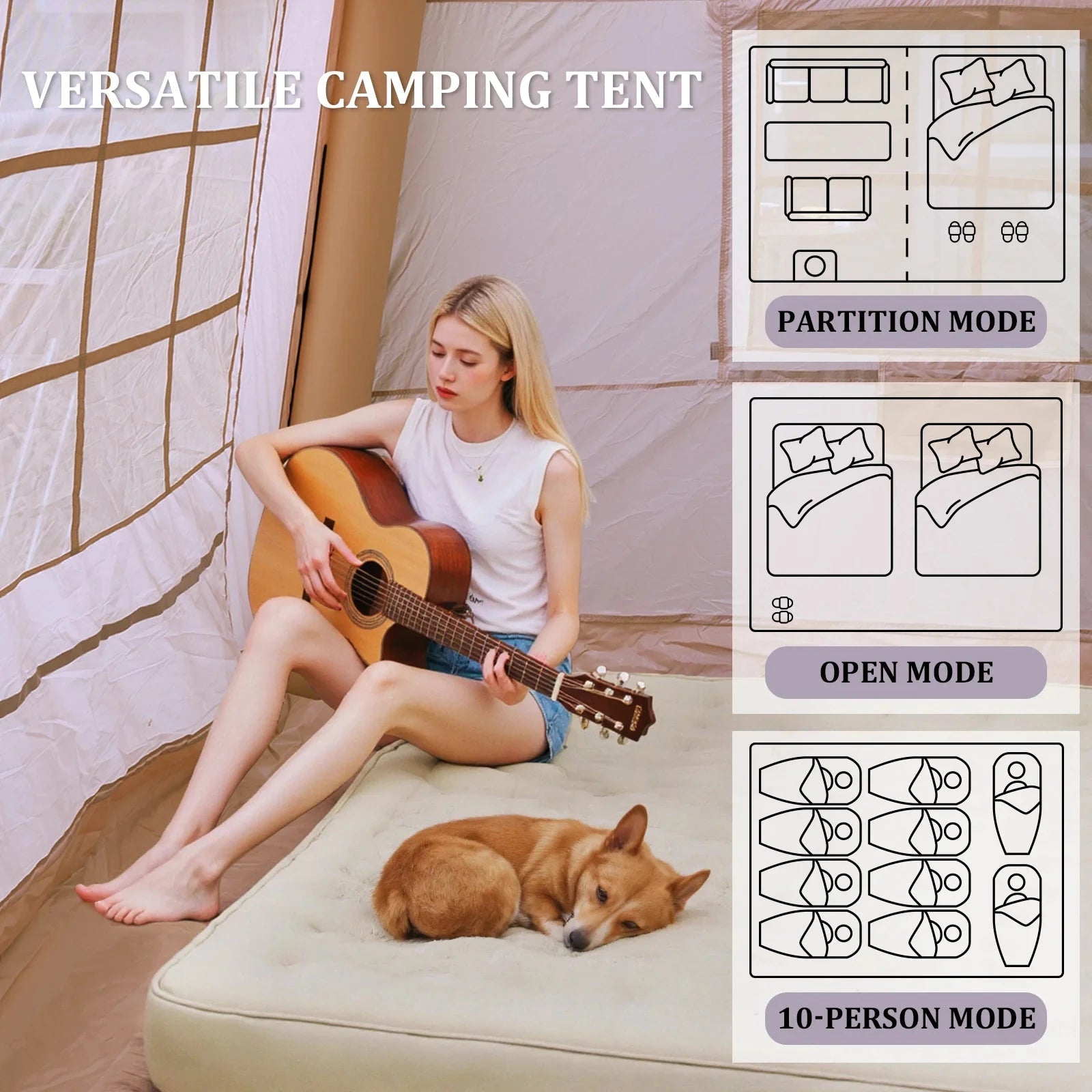 135 Square Feet inflatable tent with Blackout Canopy 4 GlowCart