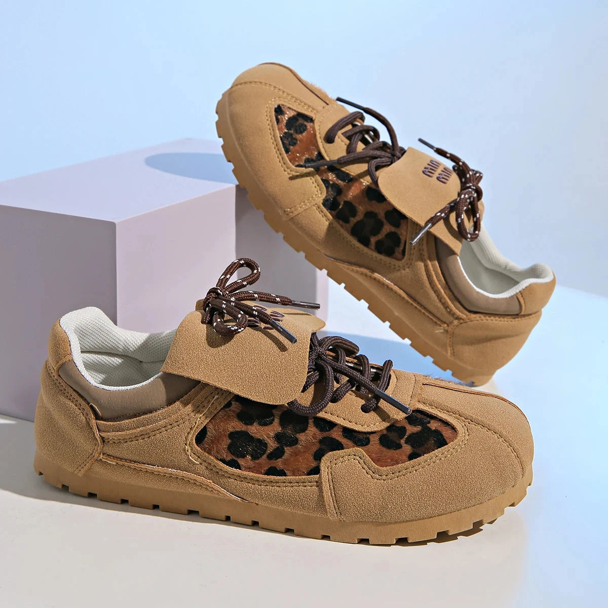 Brown Leopard Print Autumn Women's Vulcanized Shoes Flat GlowCart
