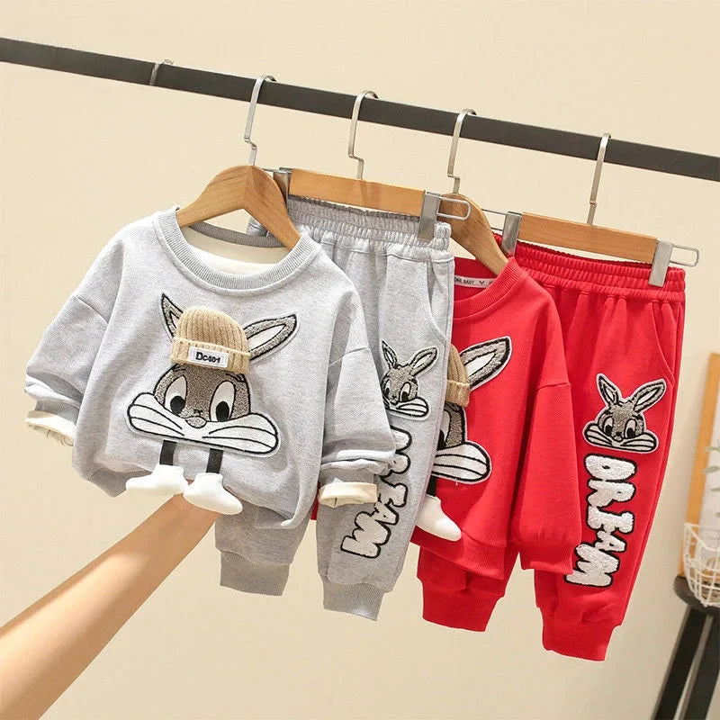Autumn Kid Boy Clothes Set Cartoon Printed Sweatshirts Pullover Top and Pants Bottom 2pcs Suit Children Girls Outfits Tracksuits GlowCart