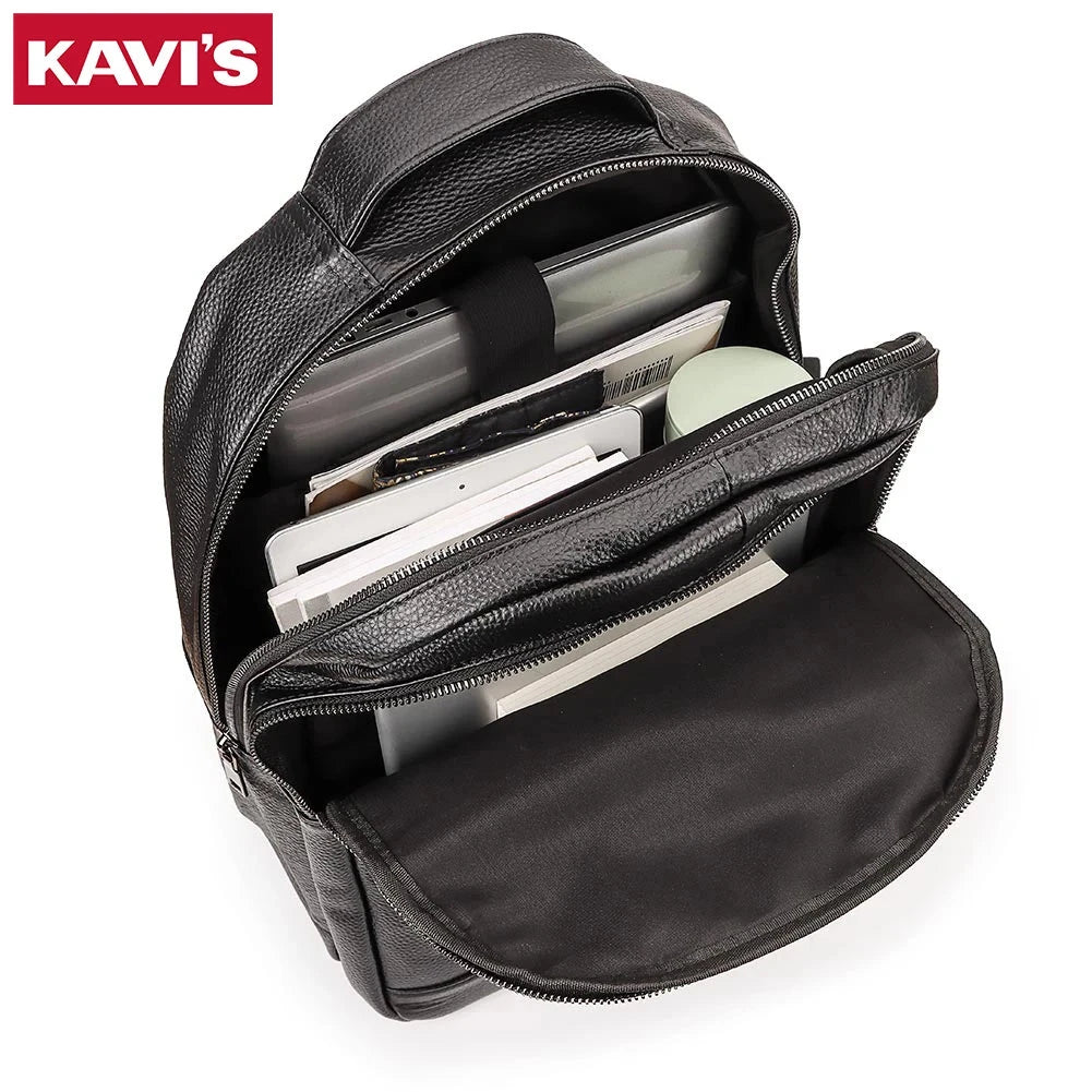 KAVIS Genuine Leather Fashion Backpack Laptop Men Luxurious GlowCart