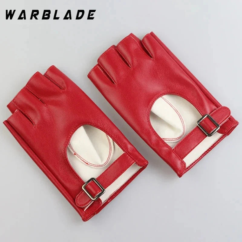 Women Halloween PU Leather Waterproof  Fingerless Gloves GlowCart