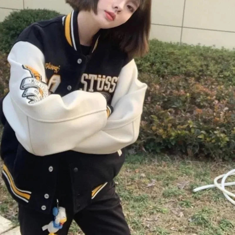 New Fashion Letter Pattern Flocking Embroidery Casual Jacket GlowCart