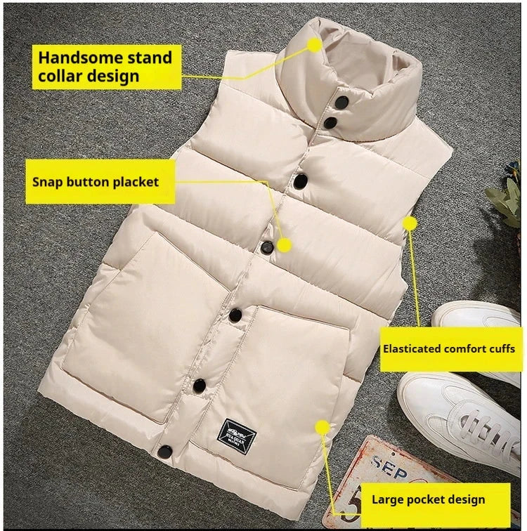 2025 Men's Cotton Padded Sleeveless Vest Jacket Autumn GlowCart
