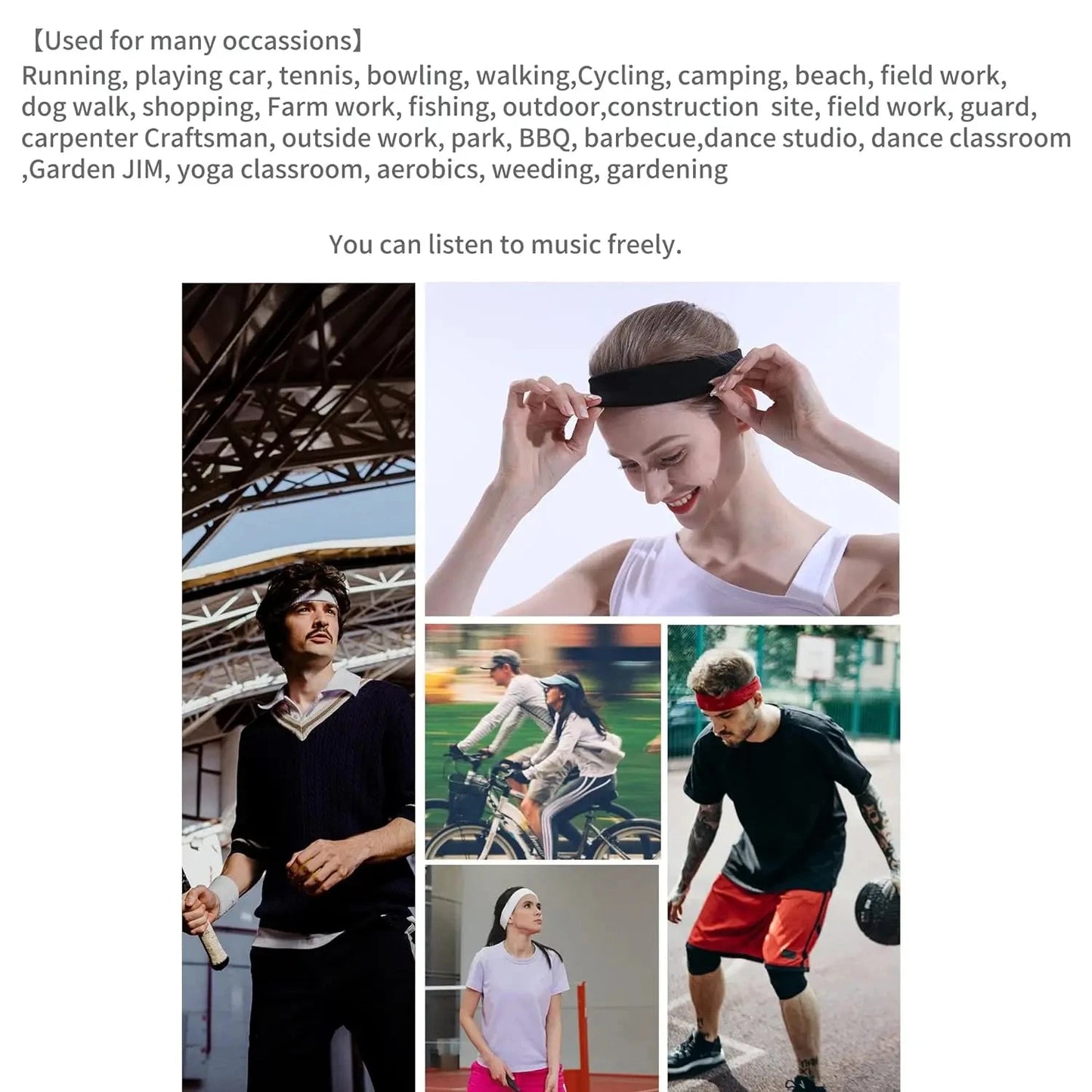 Wireless Bluetooth 5.3 Headphones Sweatproof Sports Headband GlowCart