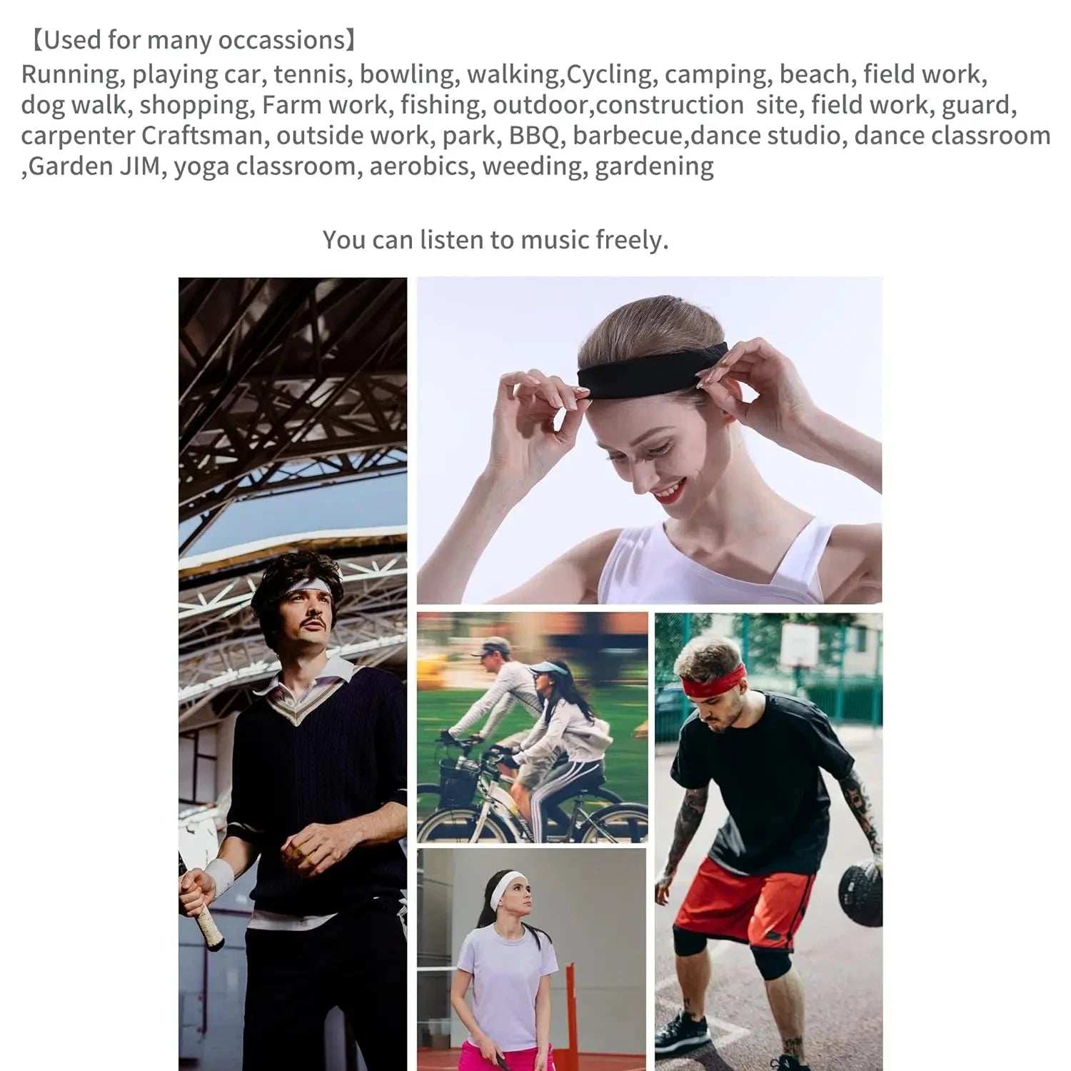 Wireless Bluetooth 5.3 Headphones Sweatproof Sports Headband GlowCart