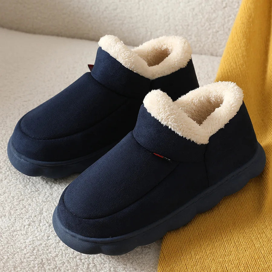 Smile PoP Winter Plush Men Cotton Shoes Warm Plush Men House Slippers Outdoor Soft Non Slip Women's Shoes Casual Furry Men Shoes GlowCart