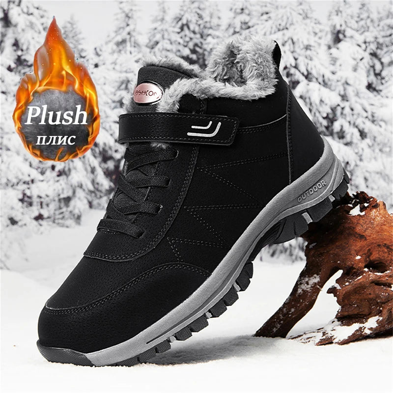 Men's women's outdoor hiking boots, thick-soled snow boots, fleece-lined warm men's boots, winter short boots GlowCart