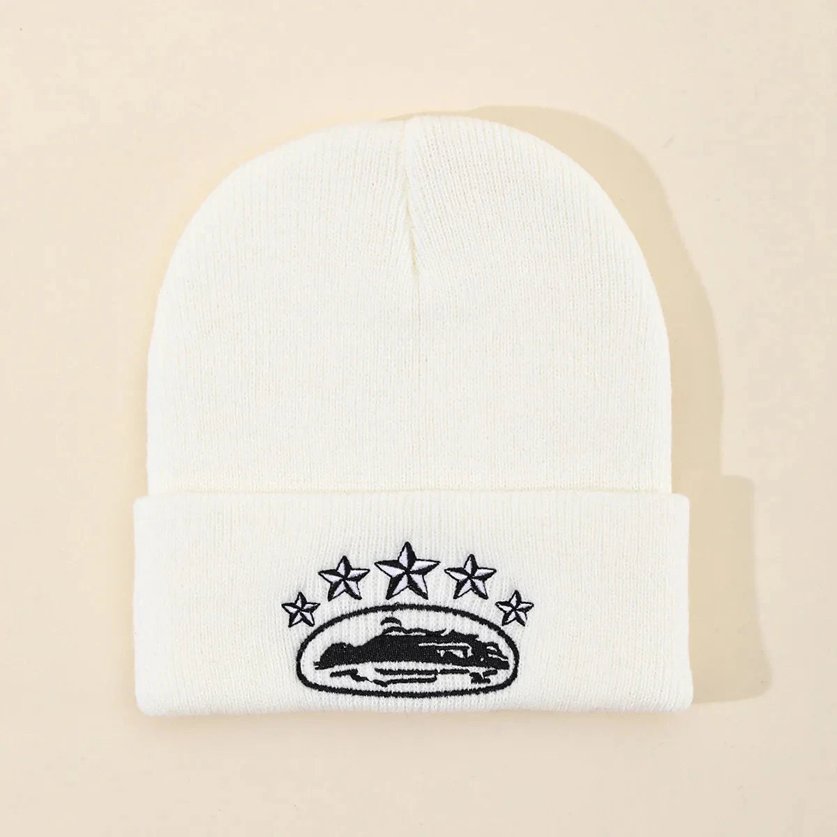 Winter Fashion Warm Knitted Hat Devil's Island Embroidery GlowCart