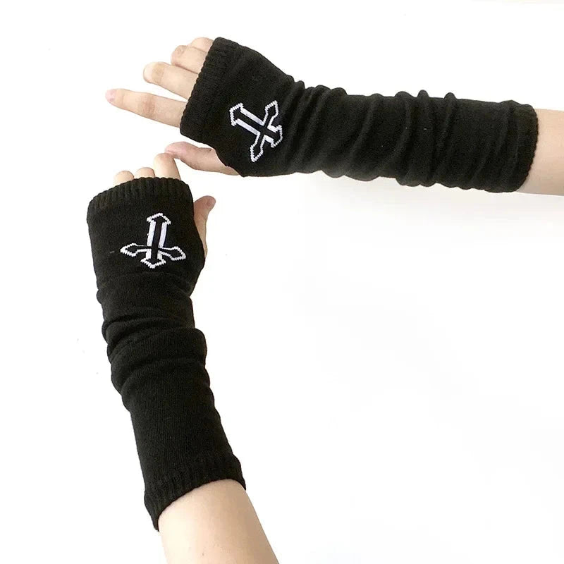 Warmer Knitted Long Fingerless Gloves Elbow Mittens GlowCart