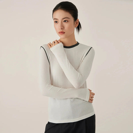 KL9523324 Women's Slim Fit Long Sleeve Crew Neck T-Shirt GlowCart