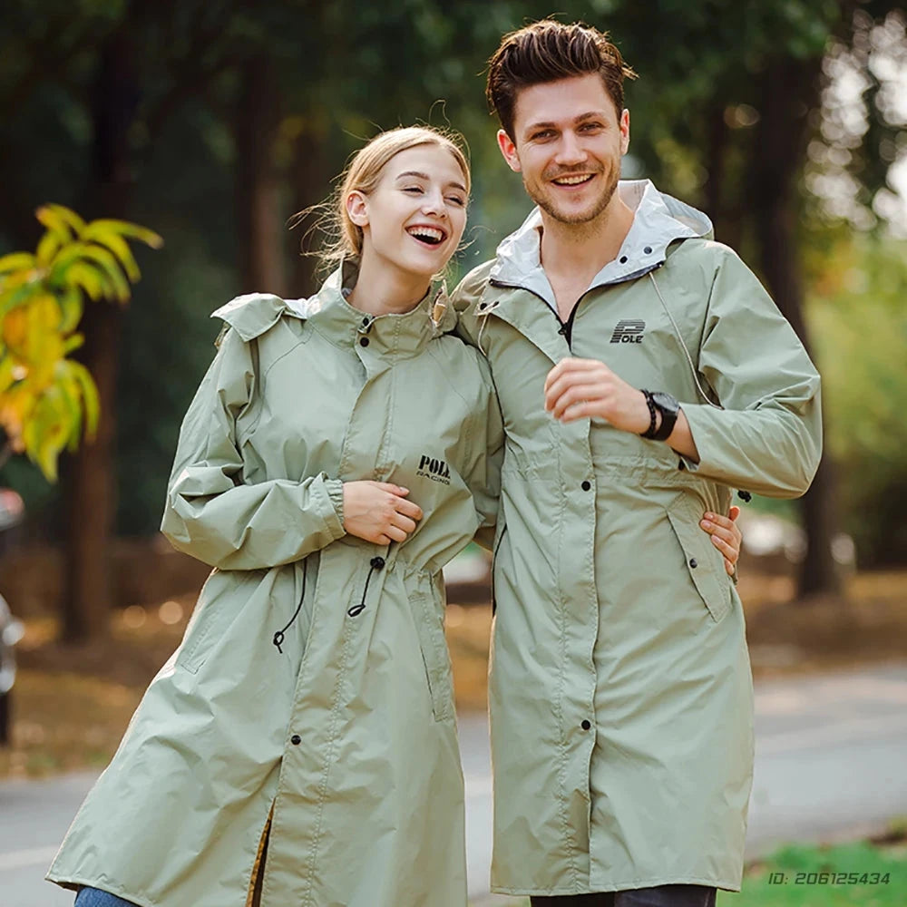 Women Men Waterproof Long Raincoat Motorcycle Riding GlowCart