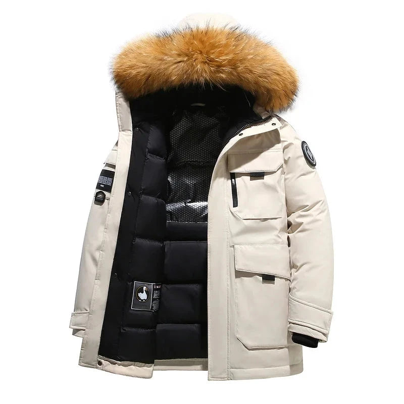 Black Down Jacket 2024 Winter Lined White Duck Down Hooded GlowCart