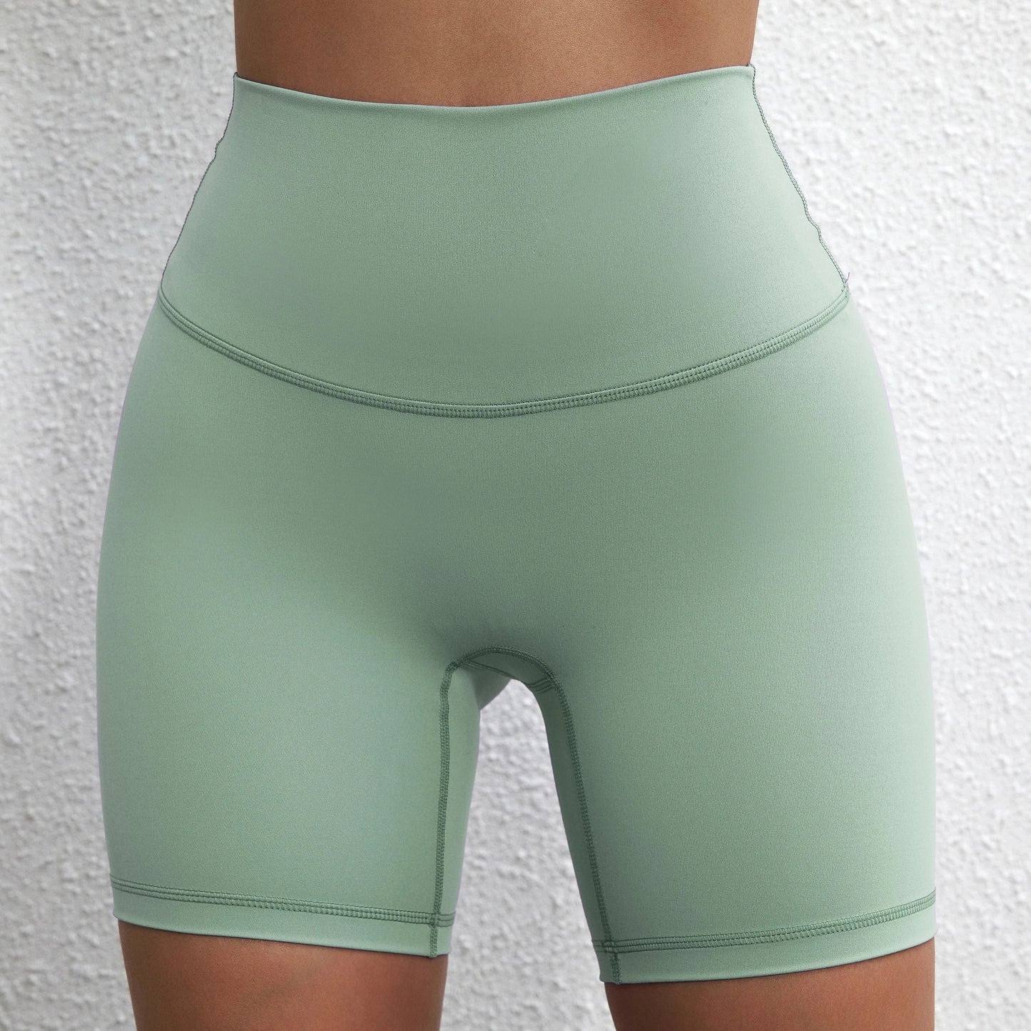 Solid Color Women Fitness Sports Short High Waist Yoga Short Leg Cycling Comprehensive Training Jog Squat Proof Internal Pocket GlowCart
