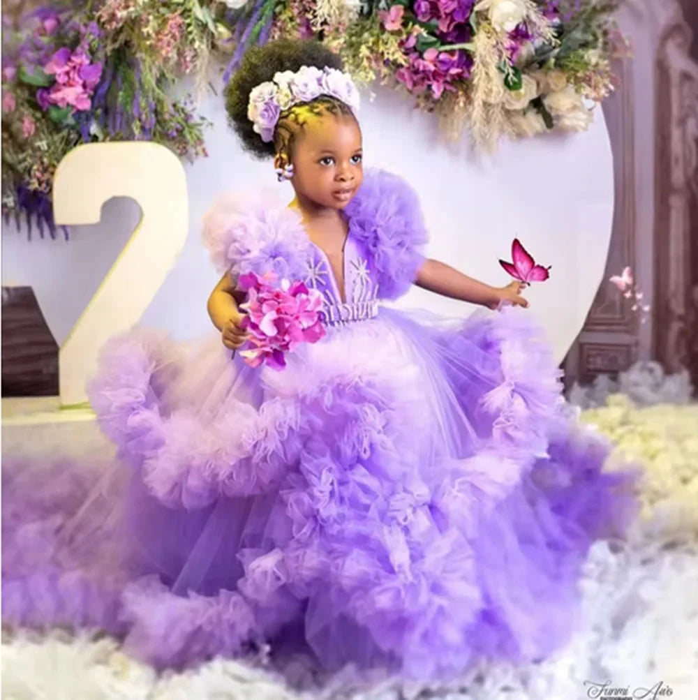 Lavender Girls Birthday Party Dresses Customized Ruffles GlowCart