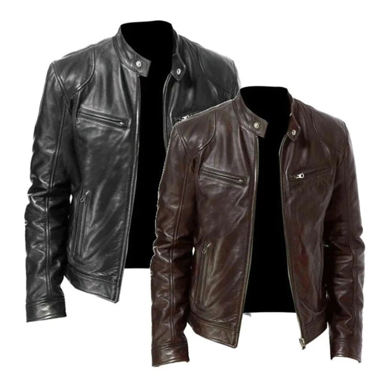 2024 Motorcycle Leather Jackets Man Casual Fashion GlowCart