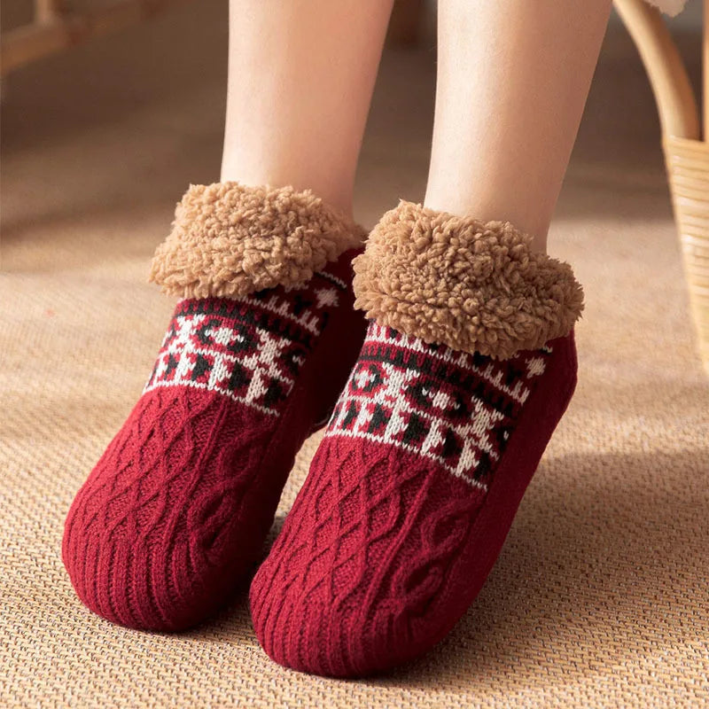 Thermal Men's Fluffy Slipper Socks Winter Warm Women's Short Cotton Thickened Home Sleeping Soft Non Slip Grip Fuzzy Floor Socks GlowCart