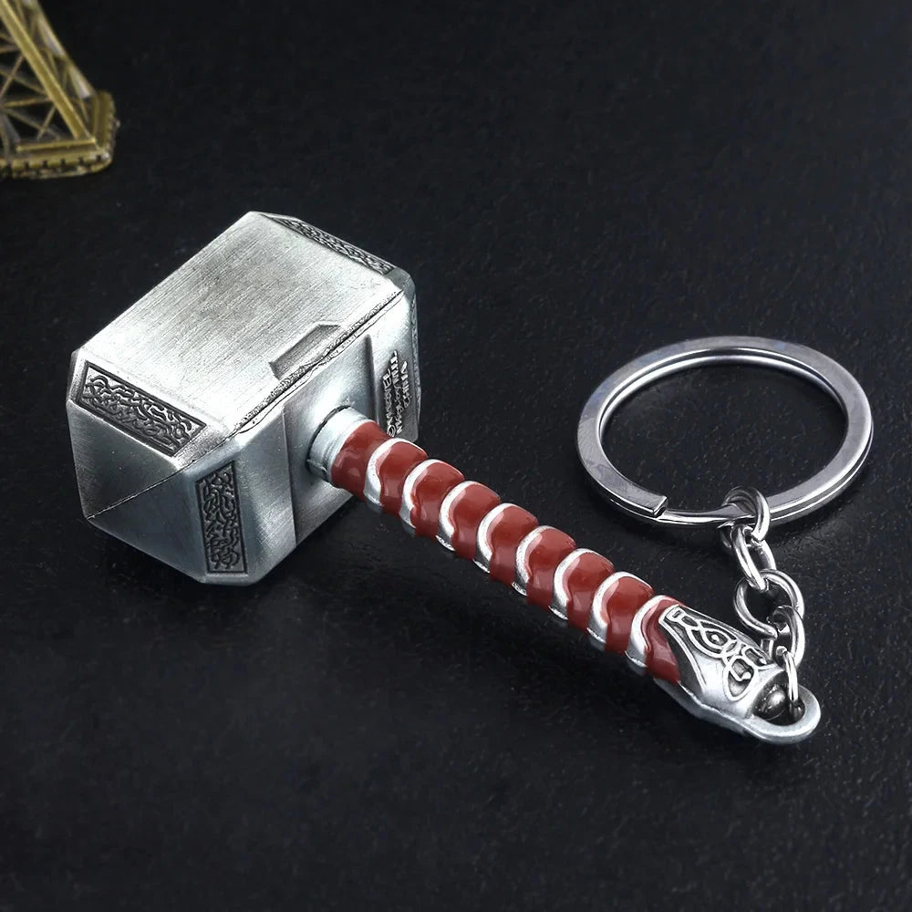 Thor Hammer Metal Keychain Movie Key Ring Cosplay Prop Key GlowCart