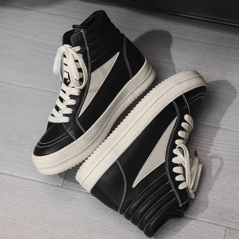 Handmade Leather Men's Ankle Boots High Top Casual Shoes Outdoor Design Motorcycle Boots Versatile Boats Man Leisure Walk Shoes GlowCart