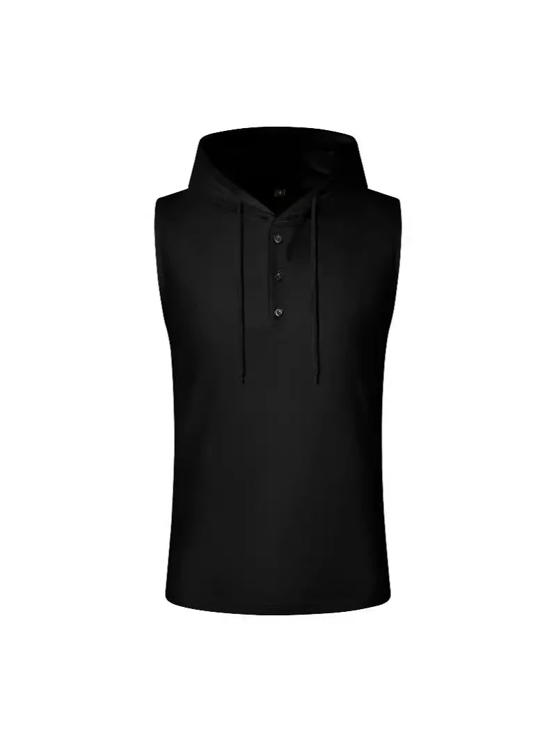 Summer Men's Tank Top Europe And The United States Men's Hooded Jumper Men Casual Sports Thin Breathable Sleeveless Vest Tops GlowCart