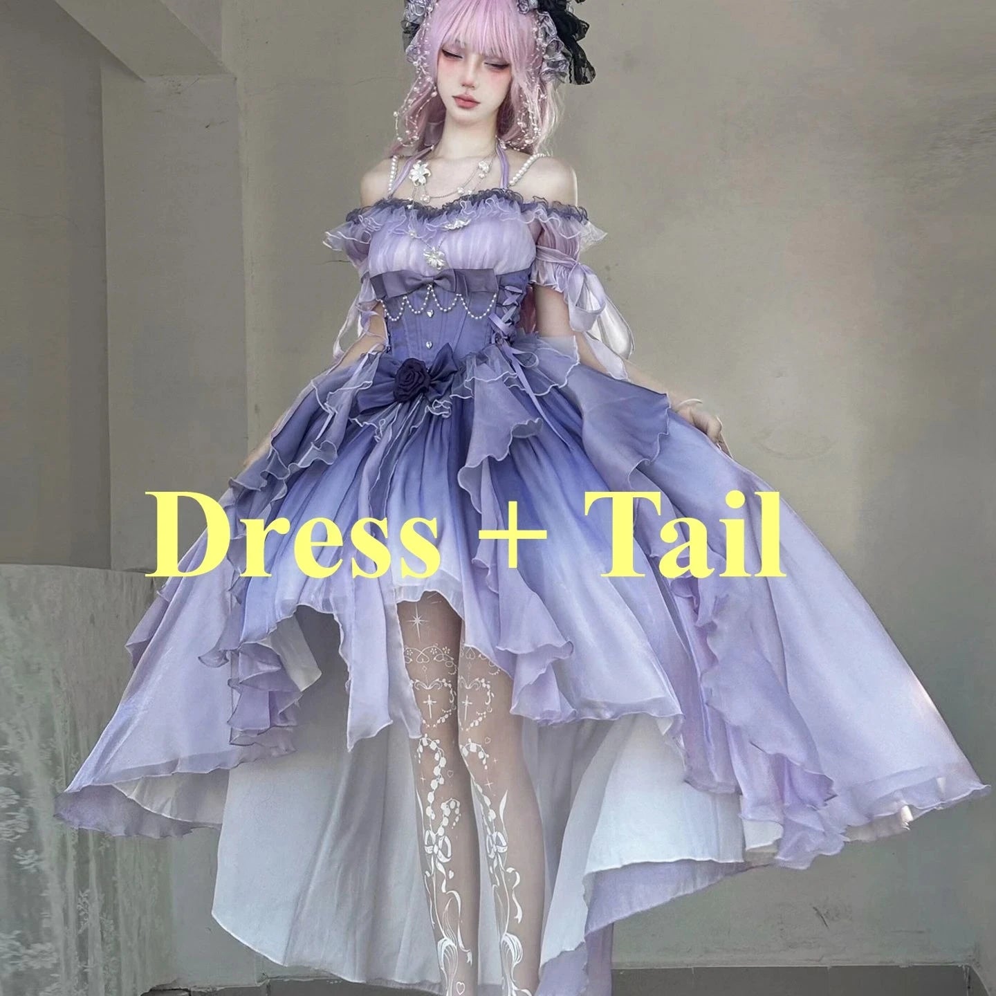 Dophee Original Lolita Trailing Puffy Dress Women Short GlowCart