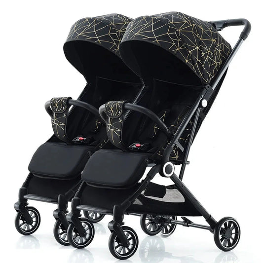Twin Baby Stroller High View Detachable Stroller Foldable and Lightweight Stroller with Sitting and Lying Function GlowCart