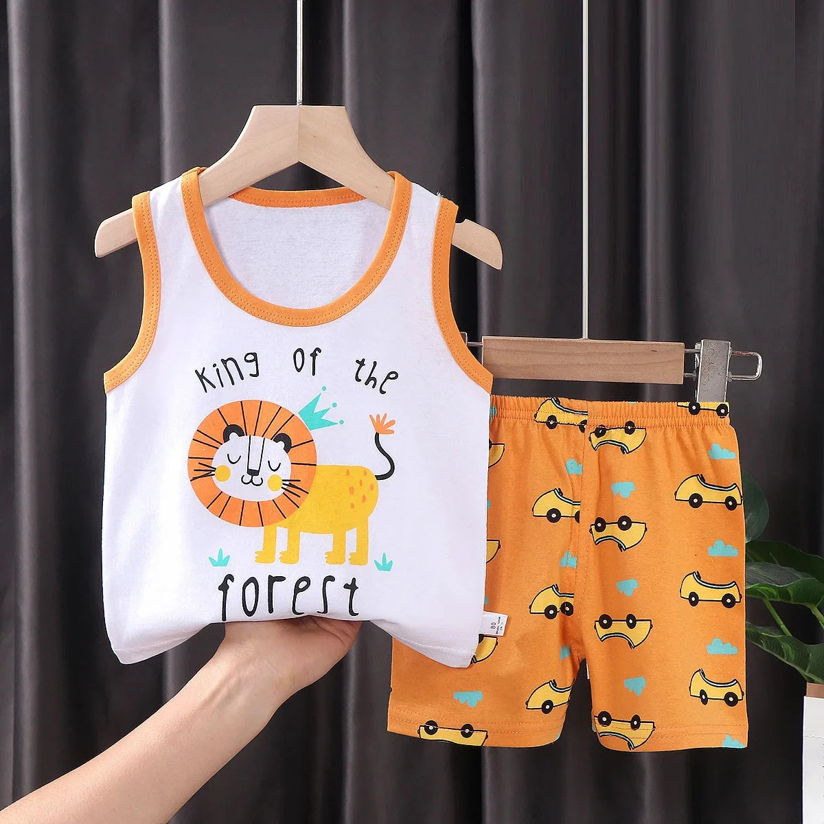 2PCS Children Sets Kids Clothes Vest Suit  Summer Children Clothing baby Cotton T-Shirts Shorts Tank Top  Boys Girls Sleeveless GlowCart