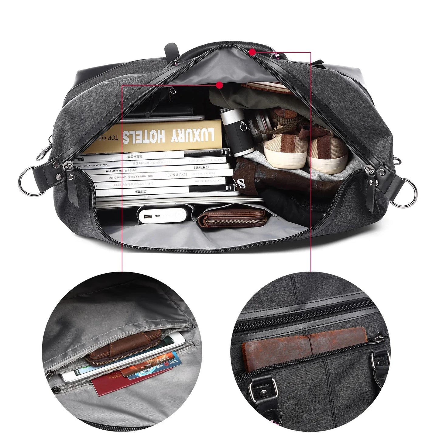 Large Capacity Men Travel Bag Waterproof Oxford Canvas, GlowCart