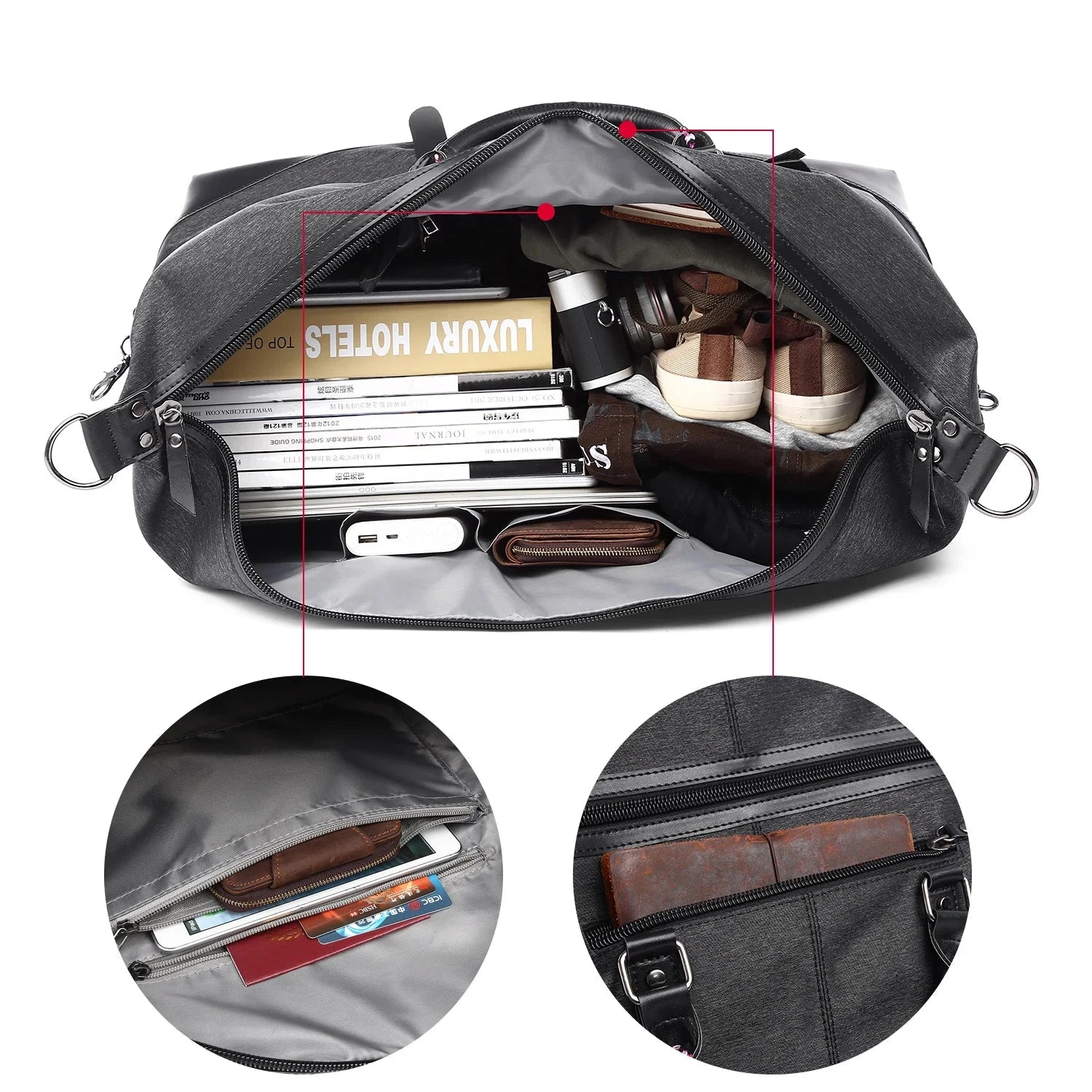 Large Capacity Men Travel Bag Waterproof Oxford Canvas, GlowCart