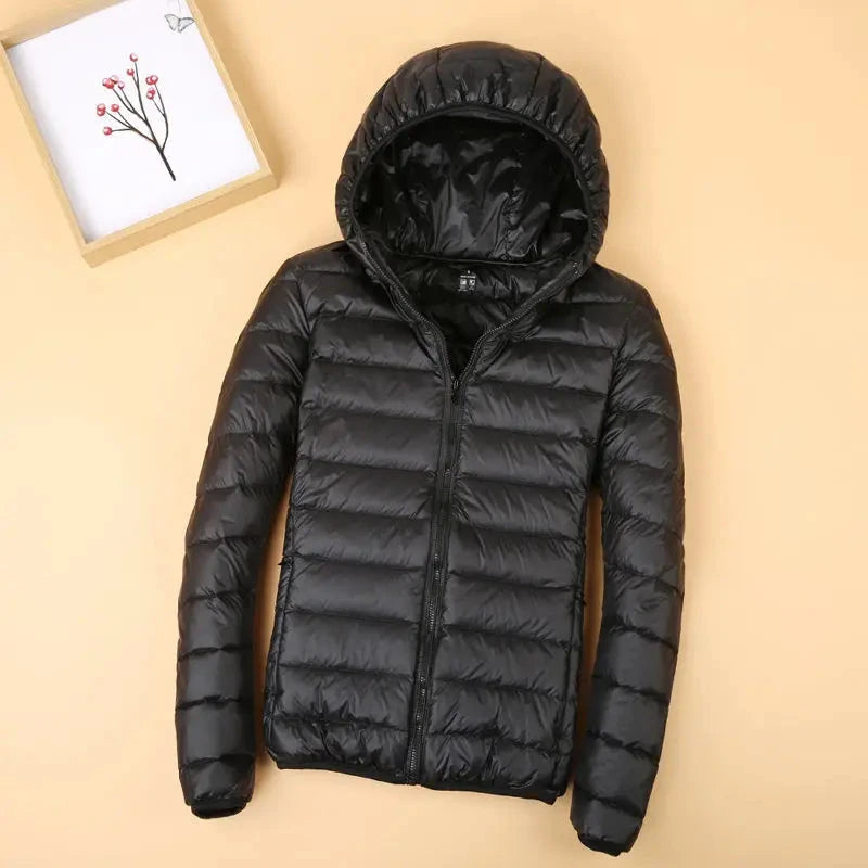 Autumn and winter hooded down jacket women's 2025 new simple GlowCart