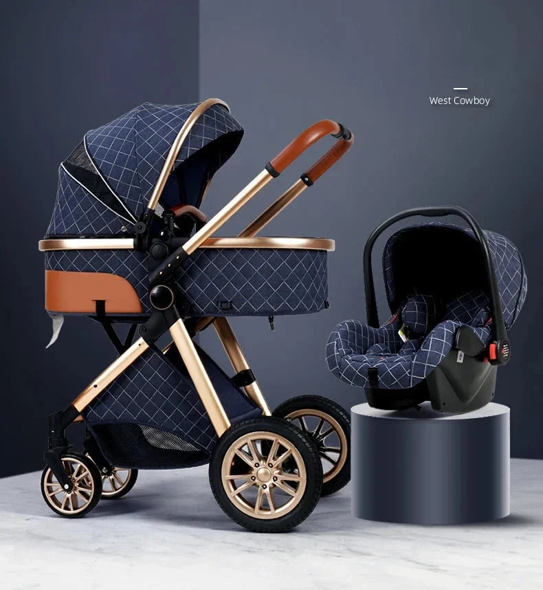 2024 New baby stroller High landscape 3 in 1 baby carriage Luxury Pushchair Baby Cradel Infant Carrier kinderwagen car 2in1 GlowCart