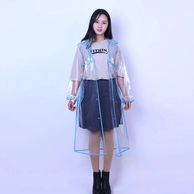 Fashion Long Transparent EVA Rain coat Women Adult Men GlowCart