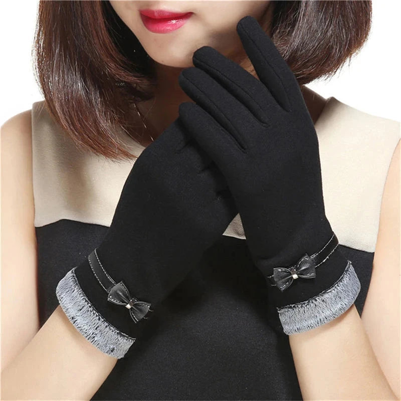 New Fashion Grace Lady Gloves Women Winter Vintage Bow-Knot GlowCart