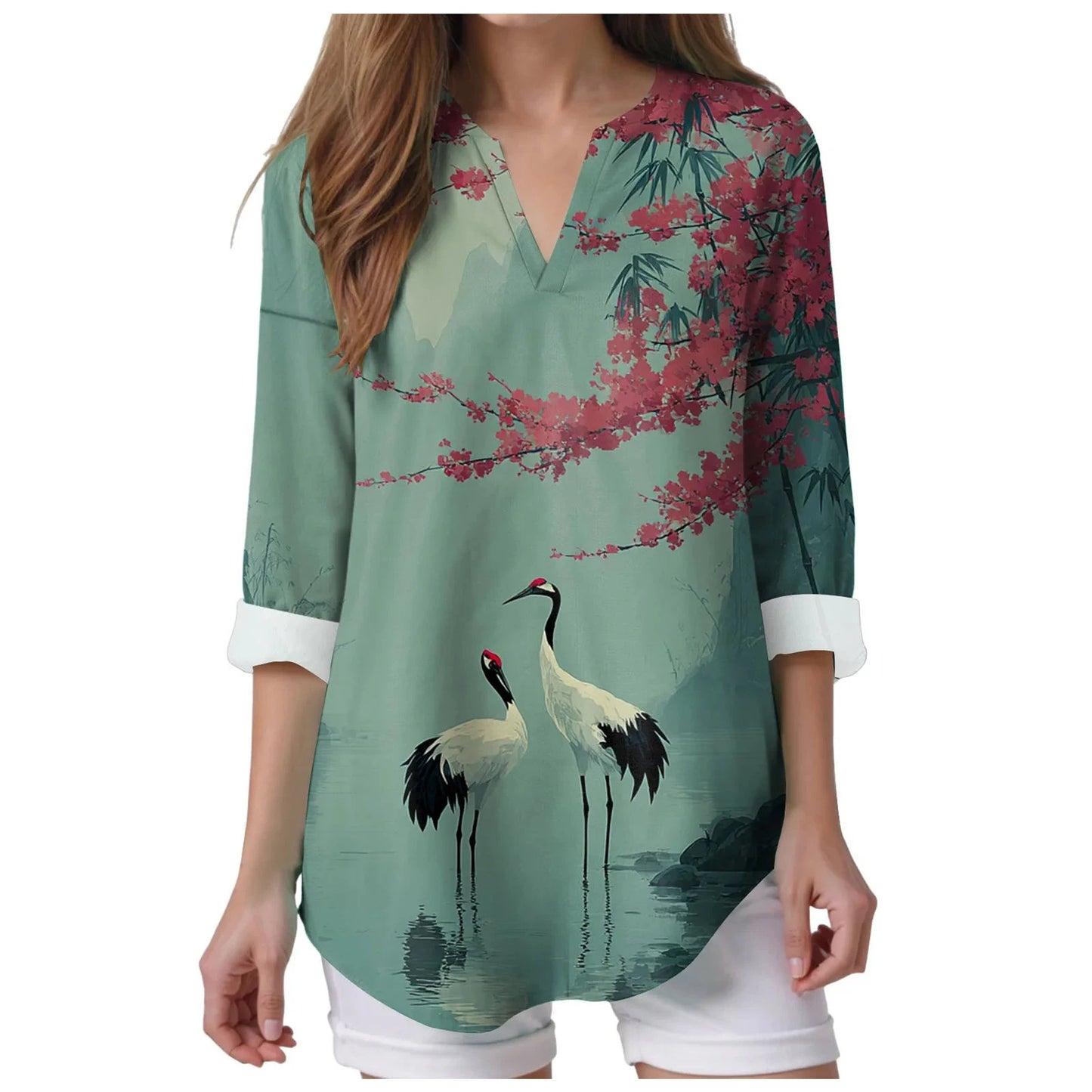 Womens Raglan Shirts 3/4 Sleeve Women Summer Light Shirt V GlowCart