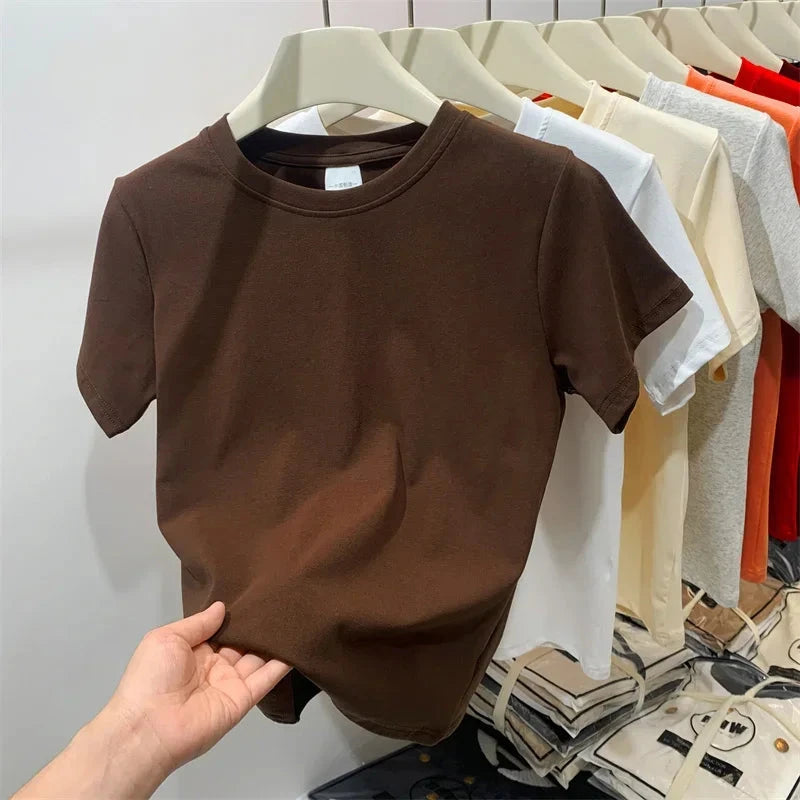 2025 Summer T Shirts For Women High Quality Solid Casual GlowCart