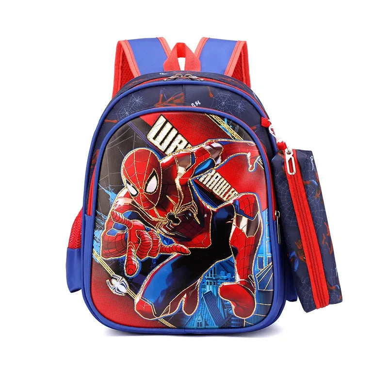 Disney Spiderman Unisex Backpacks Large Capacity Gilding Print Schoolbag For Children's Gifts With Pen Case GlowCart