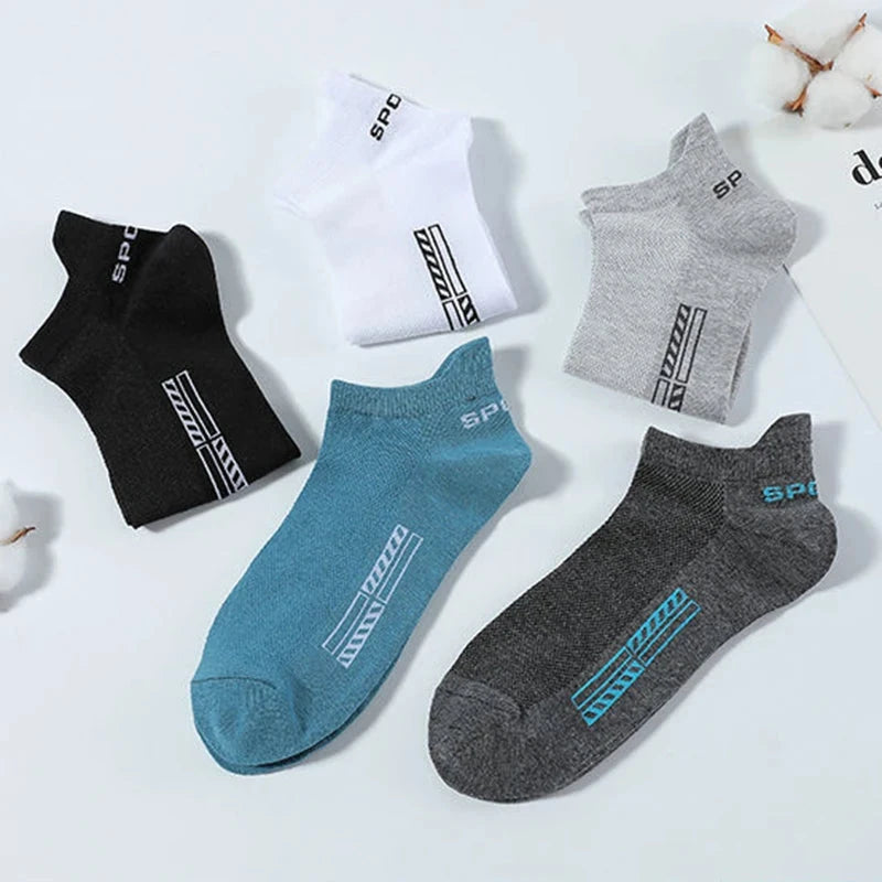 5/10 Pairs Cotton Men's Short Socks Crew Ankle Breathable Mesh Sports Casual Women Summer Low-Cut Thin Sock for Male GlowCart