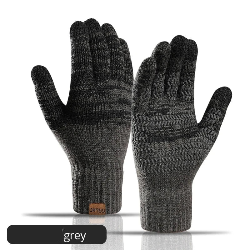 Winter Gloves for Men Knitted Large Size Warm Gloves Cycling Male Office Fleece Non-slip Touch Screen Acrylic Soft Thick Gloves GlowCart