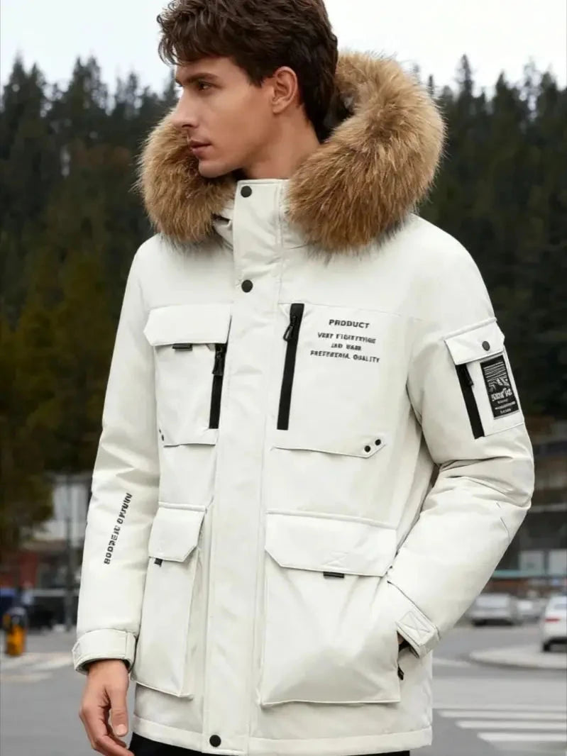 Men's Premium Gray Goose Down Winter Parka - Windproof Cold GlowCart