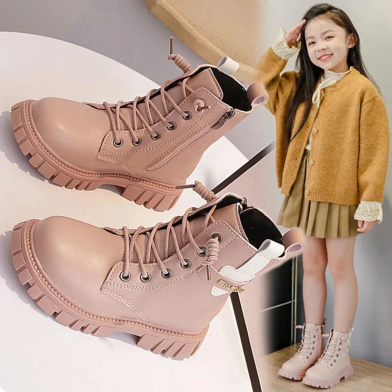 Winter Children Fashion Boots New Autumn Girls Ankle Boots Non-slip Casual Kids School Shoe PU Leather Boys Warm Booties GlowCart