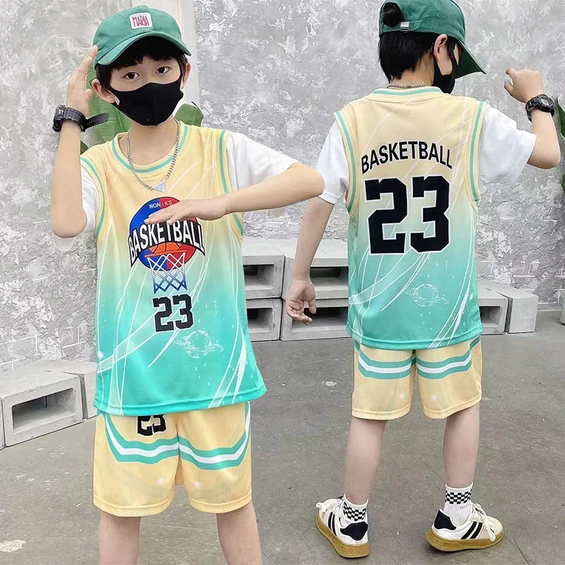 Children Basketball Jersey Boy and Girls Quick-drying comfortable Shirt Sportswear Tracksuit Kid fashion Training Sport Uniforms GlowCart